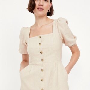 Old Navy Cream Button-Down Midi Dress